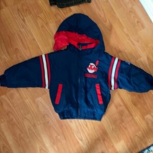 VINTAGE PRO PLAYER CLEVELAND INDIANS  PUFFER JACKET ..YOUTH SZ MED